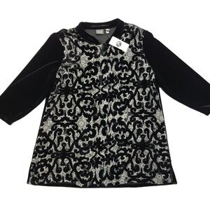 Chico's Silk Velour Burnout Cardigan Women 2 Black Paisley Art to Wear NWT
